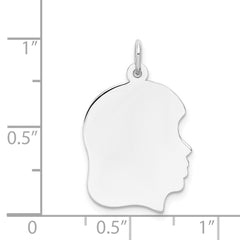 14k White Plain Medium.035 Depth Facing Right Engravable Girl Charm - 2
