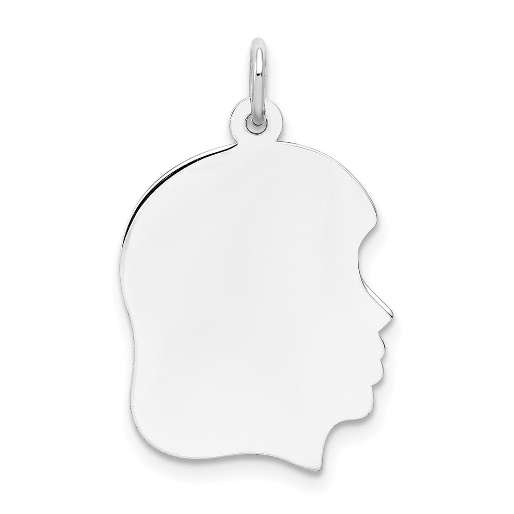 14k White Plain Medium.035 Depth Facing Right Engravable Girl Charm - 2
