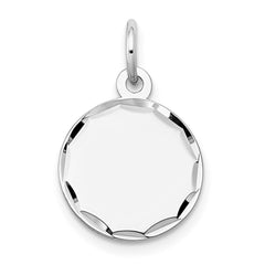 14k White Gold Etched .027 Gauge Engraveable Round Disc Charm