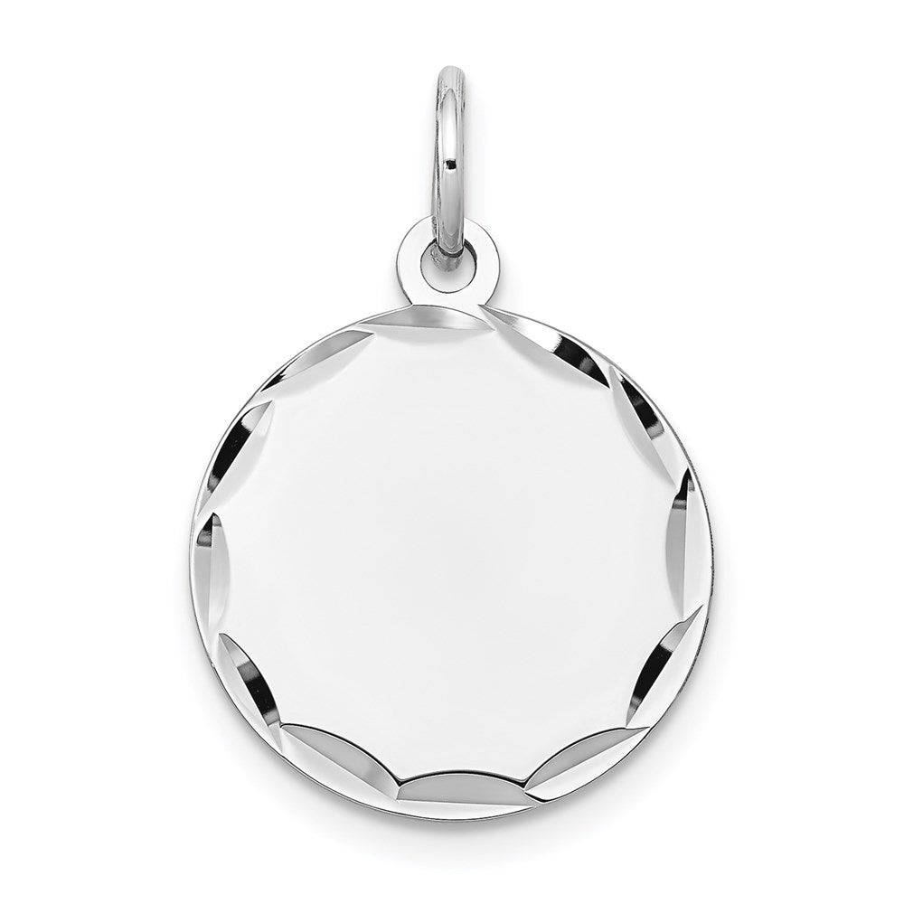 14k White Gold Etched .011 Gauge Engraveable Round Disc Charm - 2