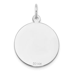14k White Gold Etched .018 Gauge Engraveable Round Disc Charm