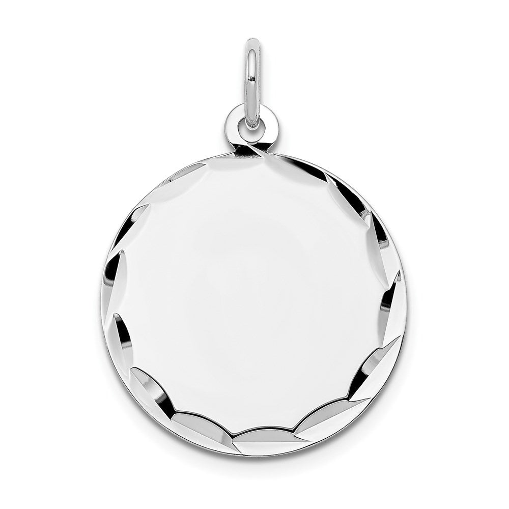 14k White Gold Etched .011 Gauge Engraveable Round Disc Charm - 3