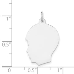 14k White Plain Medium.009 Depth Facing Left Engravable Boy Charm - 2
