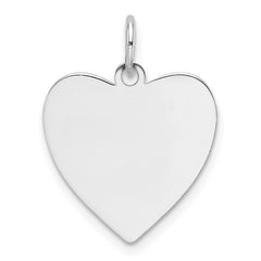 14k White Gold Plain .013 Gauge Engravable Heart Charm - 6