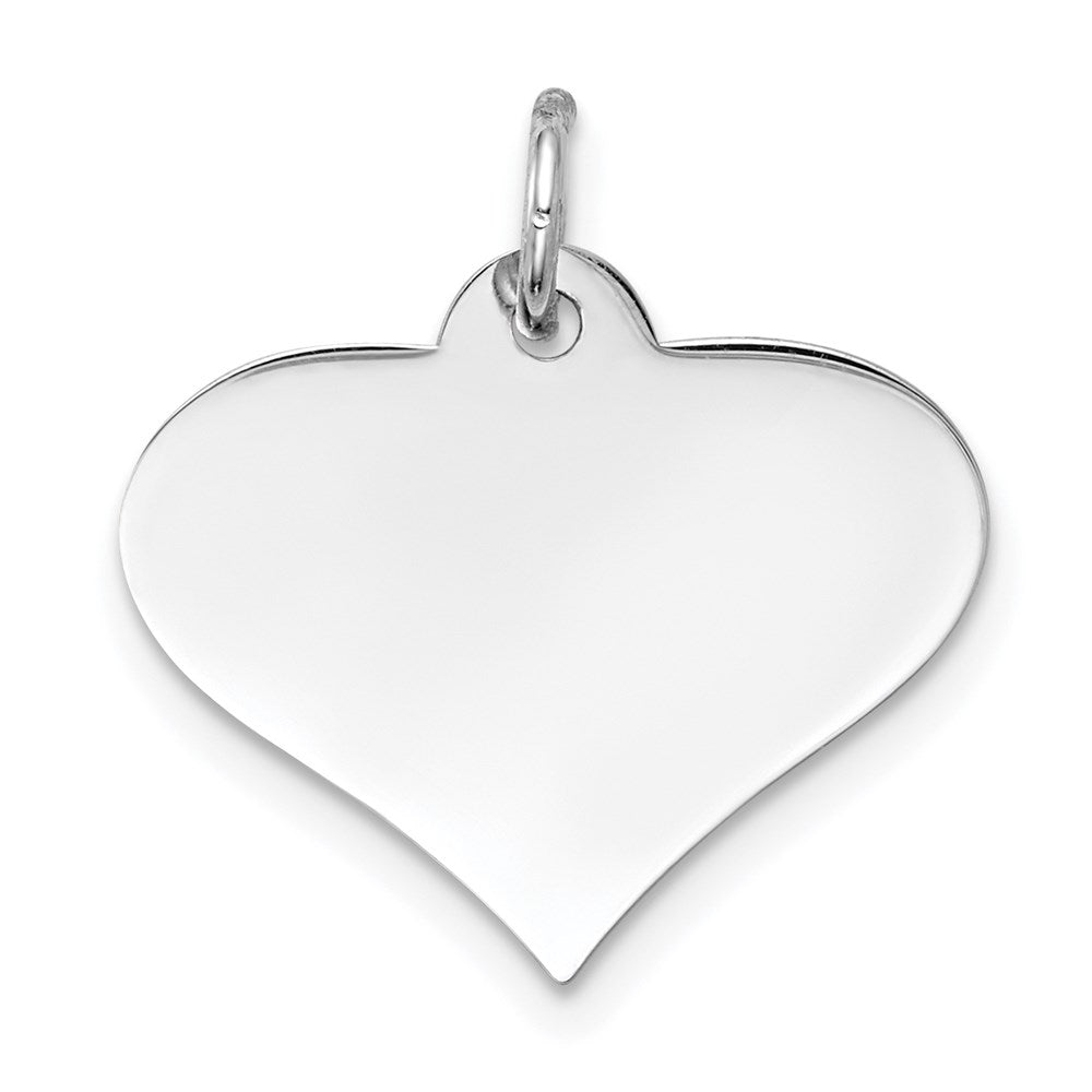 14k White Gold Plain .018 Gauge Engraveable Heart Disc Charm - 2