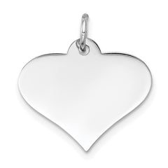 14k White Gold Plain .018 Gauge Engraveable Heart Disc Charm - 2