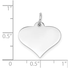 14k White Gold Plain .013 Gauge Engraveable Heart Disc Charm - 2
