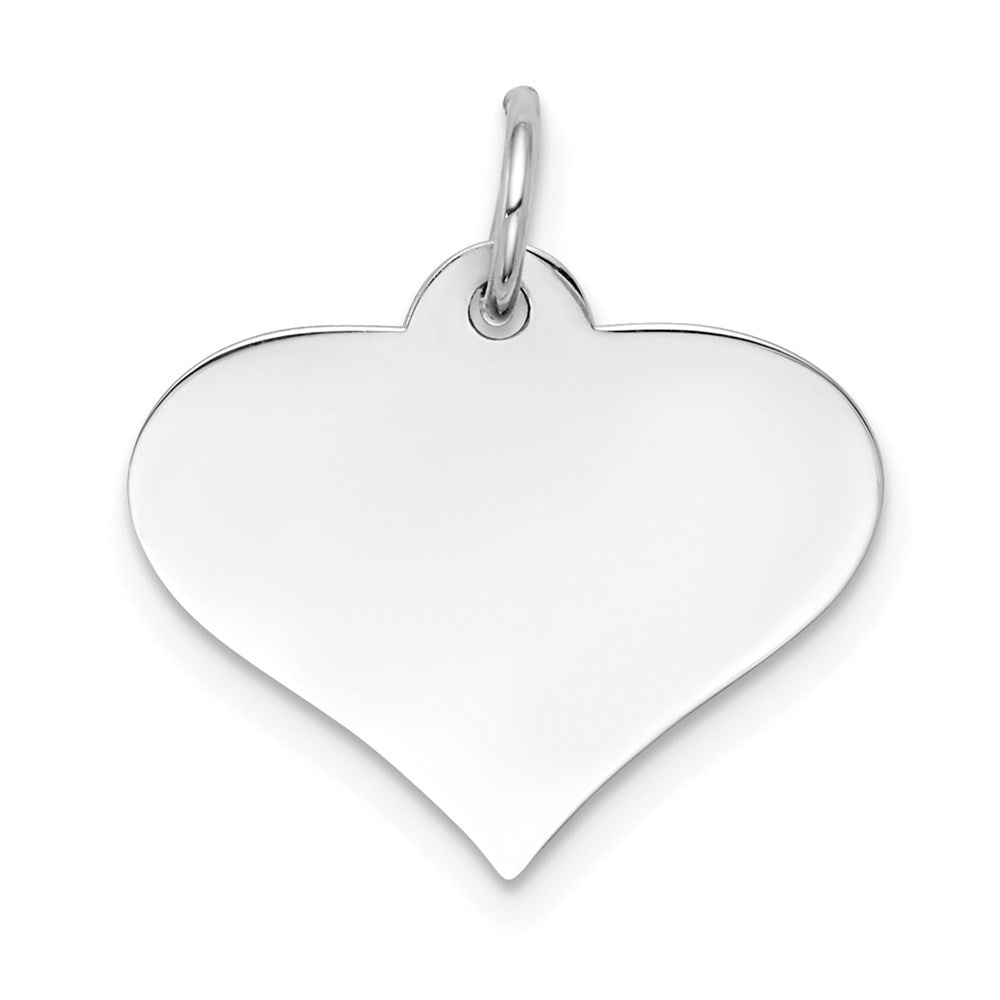 14k White Gold Plain .011 Gauge Engraveable Heart Disc Charm - 2
