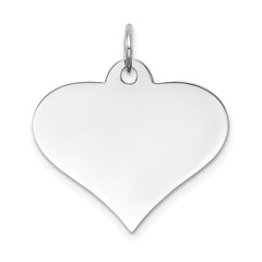 14k White Gold Plain .027 Gauge Engraveable Heart Disc Charm