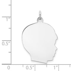 14k White Plain Large.018 Depth Facing Right Engravable Boy Charm