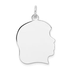 14k White Plain Large.013 Depth Facing Right Engravable Girl Charm