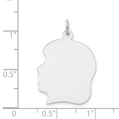 14k White Plain Large.018 Depth Facing Left Engravable Girl Charm