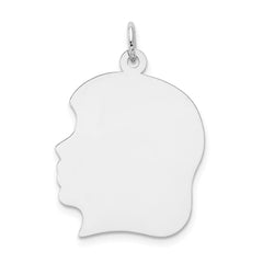 14k White Plain Large.018 Depth Facing Left Engravable Girl Charm