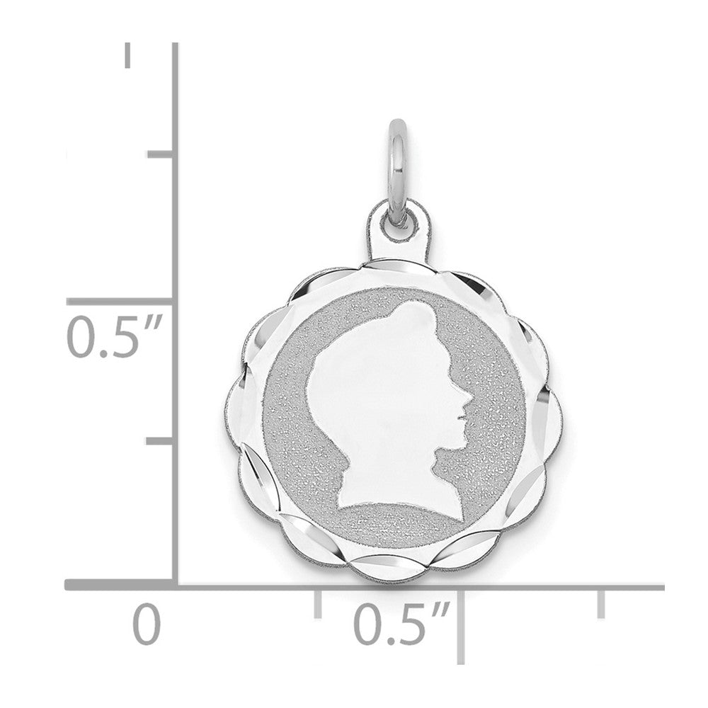 14kw Boy Head on .009 Gauge Engravable Scalloped Disc Charm