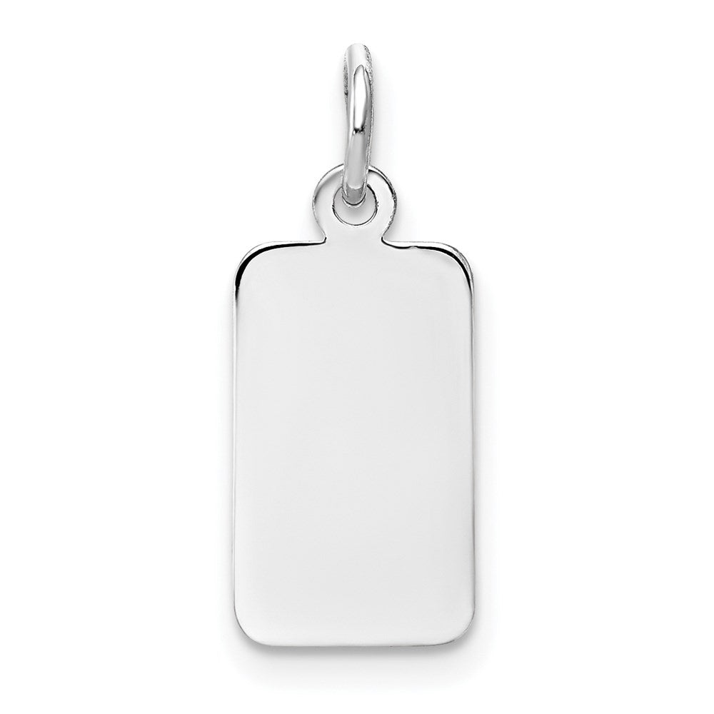 14k White Gold Plain .009 Gauge Rectangular Engravable Charm