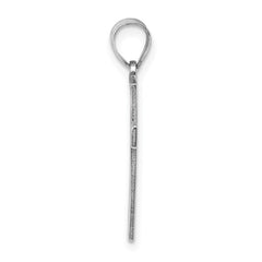 14k White Gold Solid Laser Etched Cross Pendant - 5