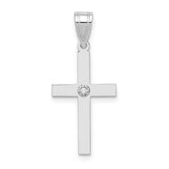 14k White Gold .01ct. Diamond Cross Pendant