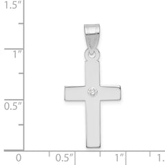 14k White Gold .02ct. Diamond Cross Pendant - 2