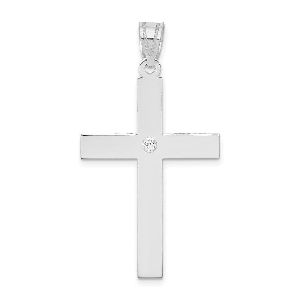 14k White Gold .02ct. Diamond Cross Pendant - 4