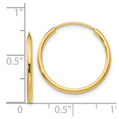 14k 1.5mm Polished Round Endless Hoop Earrings - 2