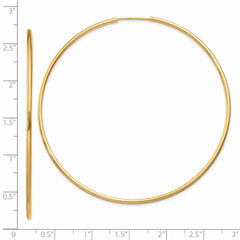14k 1.5mm Polished Round Endless Hoop Earrings - 7