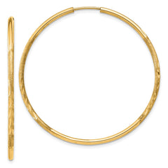 14k 1.5mm Satin Diamond-cut Endless Hoop Earrings - 3