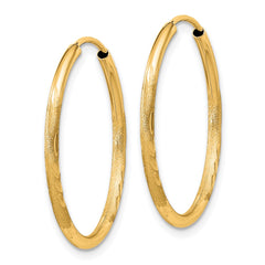 14k 1.5mm Satin Diamond-cut Endless Hoop Earrings - 5
