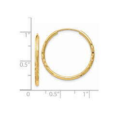 14k 1.5mm Satin Diamond-cut Endless Hoop Earrings - 5