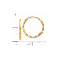 14k 1.5mm Satin Diamond-cut Endless Hoop Earrings - 4