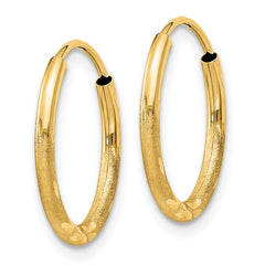 14k 1.5mm Satin Diamond-cut Endless Hoop Earrings - 6