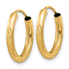 14k 2mm Satin Diamond-cut Endless Hoop Earrings - 5