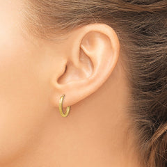 14k 2mm Satin Diamond-cut Endless Hoop Earrings - 5