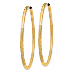 14k 2mm Satin Diamond-cut Endless Hoop Earrings - 3