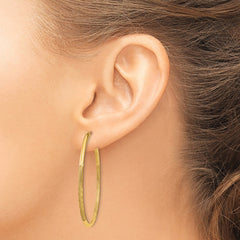 14k 2mm Satin Diamond-cut Endless Hoop Earrings - 3