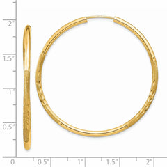 14k 2mm Satin Diamond-cut Endless Hoop Earrings - 3