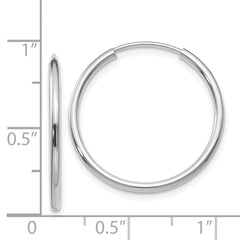 14k White Gold 1.5mm Polished Endless Hoop Earrings - 2