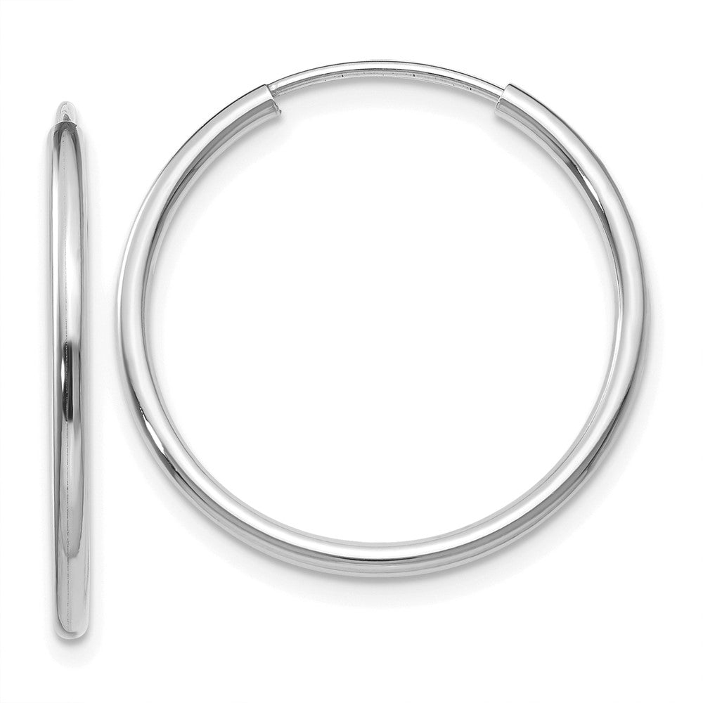 14k White Gold 1.5mm Polished Endless Hoop Earrings - 2