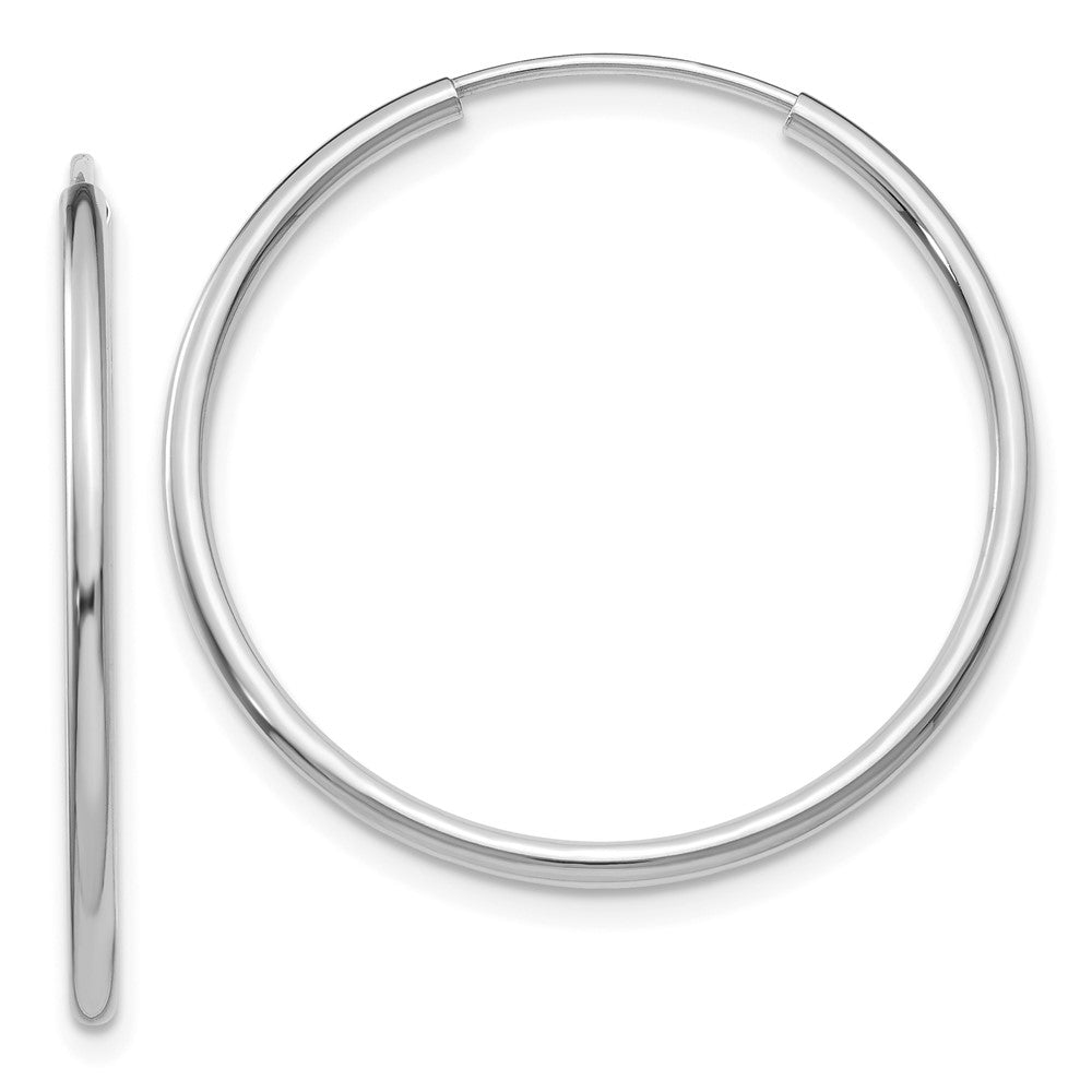 14k White Gold 1.5mm Polished Endless Hoop Earrings - 3