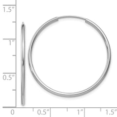 14k White Gold 1.5mm Polished Endless Hoop Earrings - 9