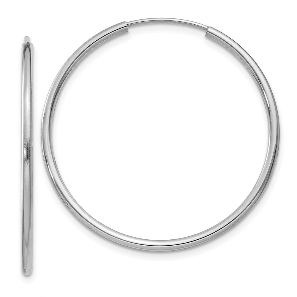 14k White Gold 1.5mm Polished Endless Hoop Earrings - 9