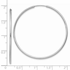14k White Gold 1.5mm Polished Endless Hoop Earrings - 5
