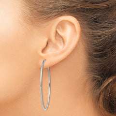 14k White Gold 1.5mm Polished Endless Hoop Earrings - 6