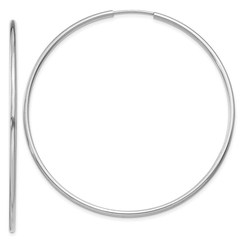 14k White Gold 1.5mm Polished Endless Hoop Earrings - 6