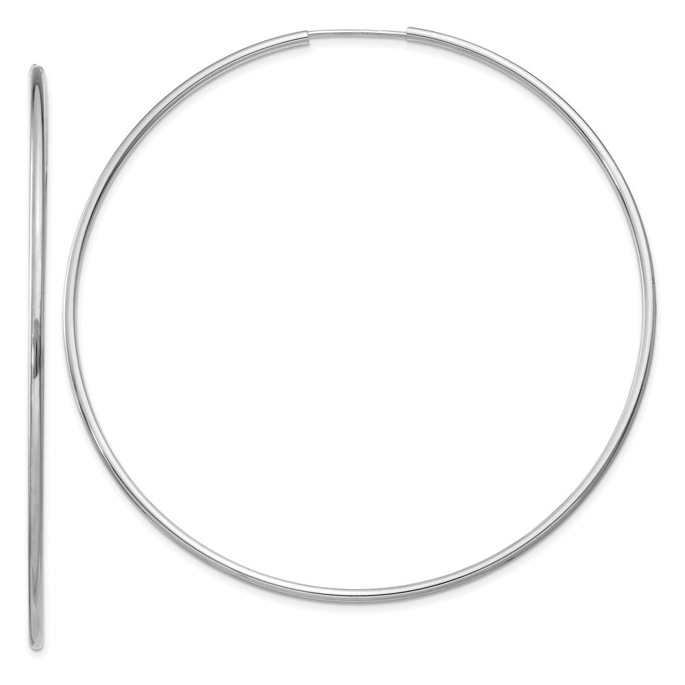14k White Gold 1.5mm Polished Endless Hoop Earrings - 8