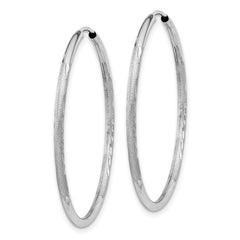 14k White Gold 1.5mm Diamond-cut Endless Hoop Earrings - 4