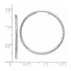 14k White Gold 1.5mm Diamond-cut Endless Hoop Earrings - 4