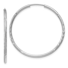 14k White Gold 1.5mm Diamond-cut Endless Hoop Earrings - 4