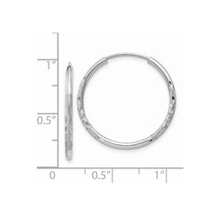 14k White Gold 1.5mm Diamond-cut Endless Hoop Earrings - 2