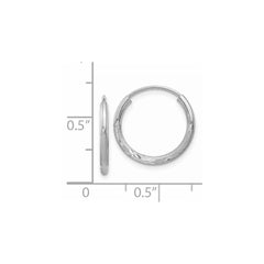 14k White Gold 1.5mm Diamond-cut Endless Hoop Earrings - 3