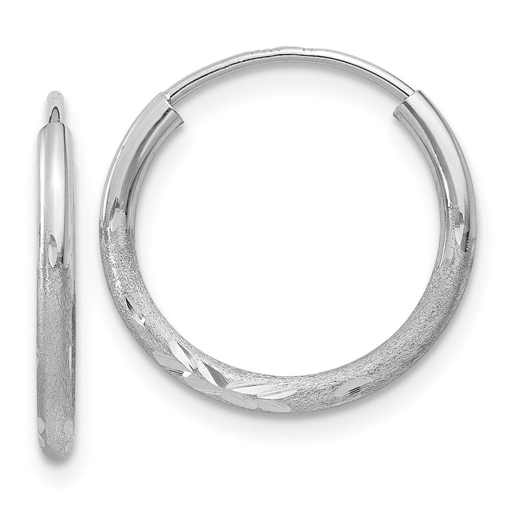 14k White Gold 1.5mm Diamond-cut Endless Hoop Earrings - 3